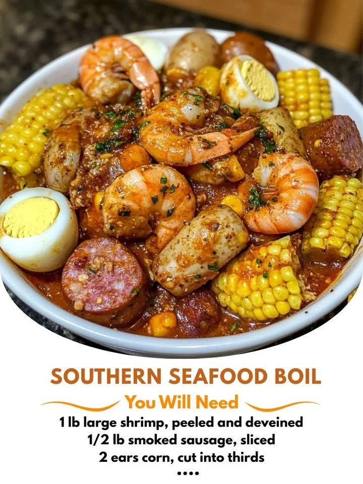 Southern-Style Spicy Seafood Boil Bowl with shrimp, corn, and potatoes