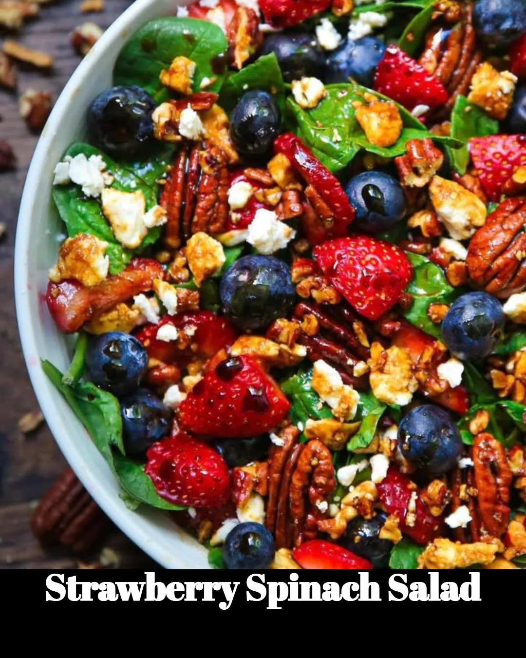 Fresh strawberry spinach salad with vibrant colors and healthy ingredients