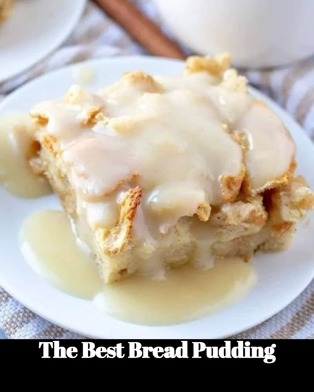 Delicious homemade bread pudding served with a creamy sauce