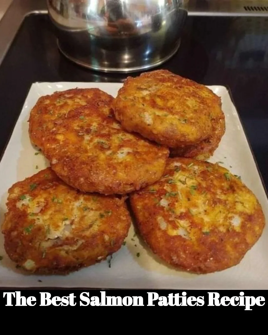 Delicious homemade salmon patties ready to serve with a fresh garnish
