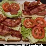 Delicious Tremendous BLT Sandwich with crispy bacon, lettuce, and tomatoes