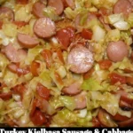 Turkey Kielbasa sausage served with sautéed cabbage for a healthy meal