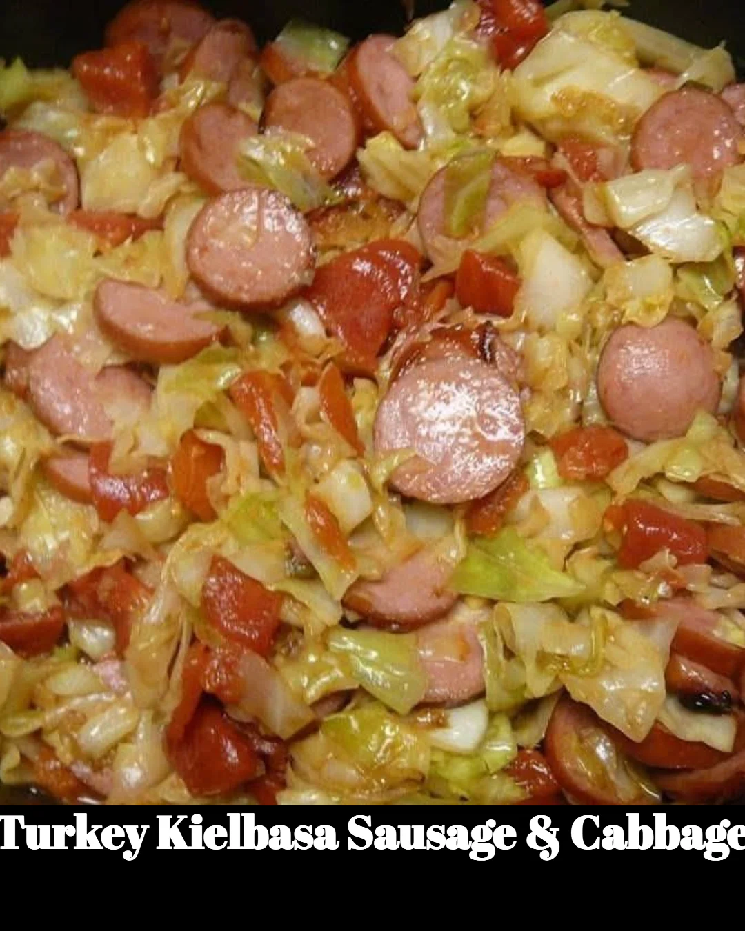 Turkey Kielbasa sausage served with sautéed cabbage for a healthy meal