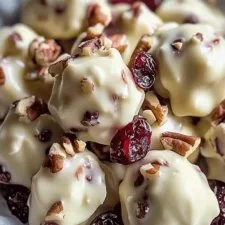 White chocolate cranberry pecan clusters on a rustic table