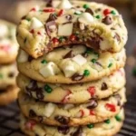 Delicious Winter Wonderland chocolate chip Christmas cookies on a festive platter