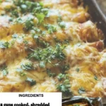 Delicious chicken enchiladas with cheese and green chili on a serving plate
