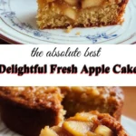 Delicious slice of fresh apple cake with cinnamon and apple slices on top.
