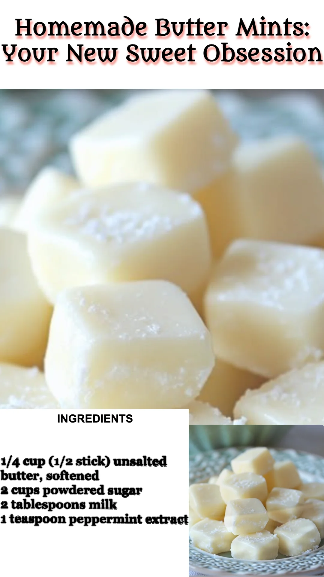 Delicious homemade butter mints on a decorative plate