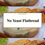 Homemade no yeast flatbread served with toppings on a wooden board