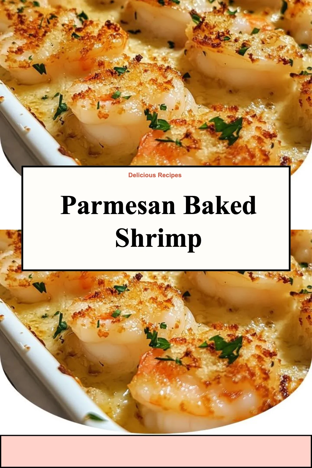 Delicious Parmesan Baked Shrimp served on a plate garnished with herbs