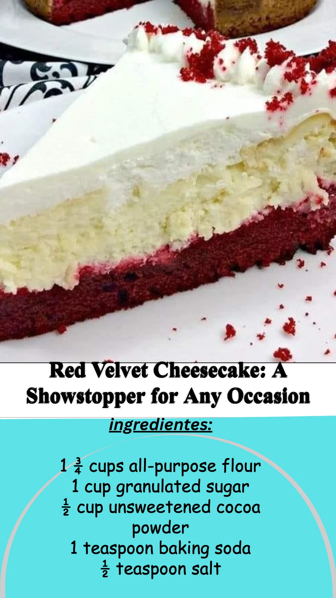 Delicious Red Velvet Cheesecake topped with cream cheese frosting and chocolate shavings.