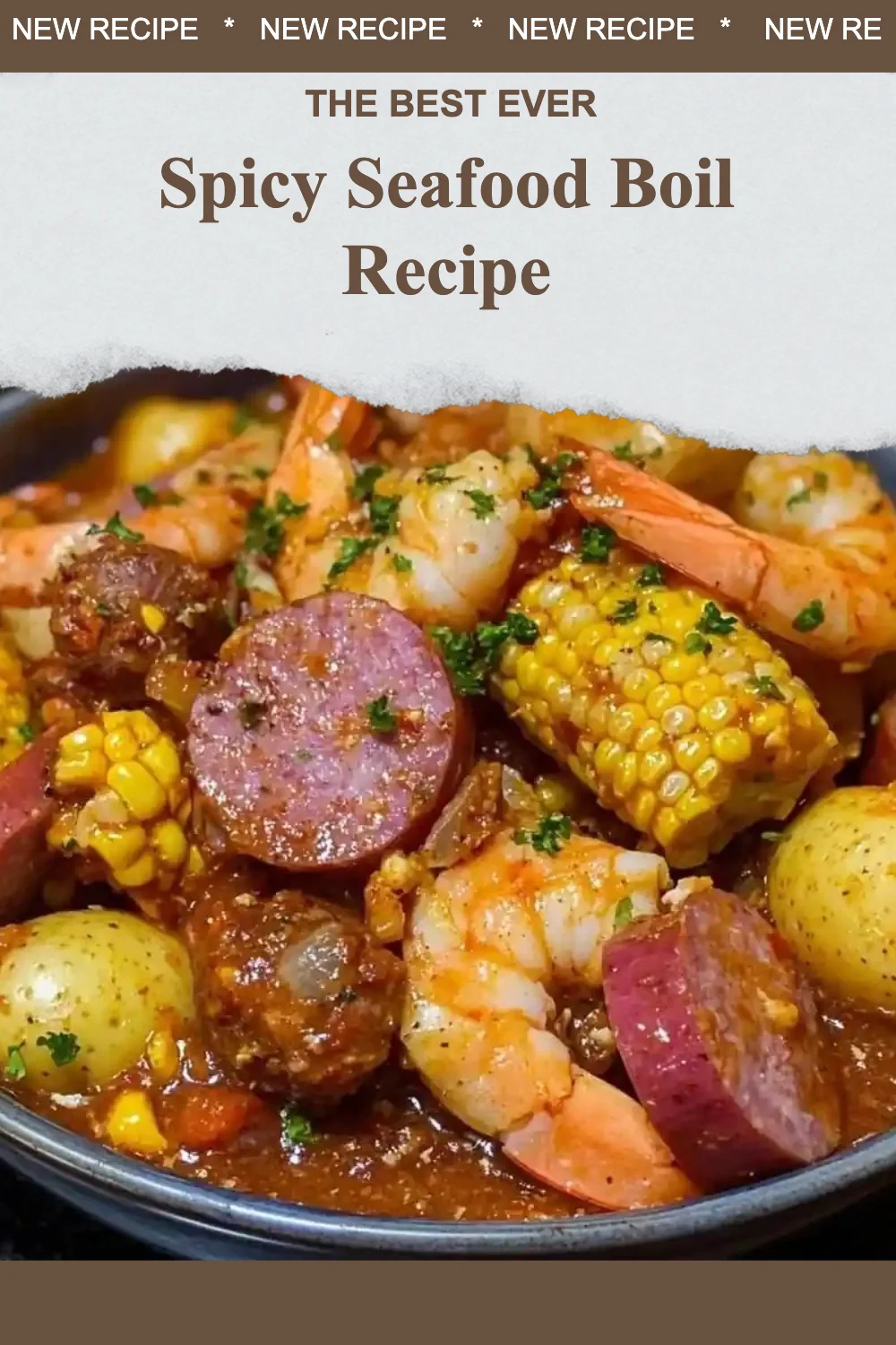 Delicious spicy seafood boil featuring shrimp, crab, and sausage