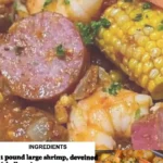 Delicious spicy seafood boil featuring shrimp, crab, and sausage