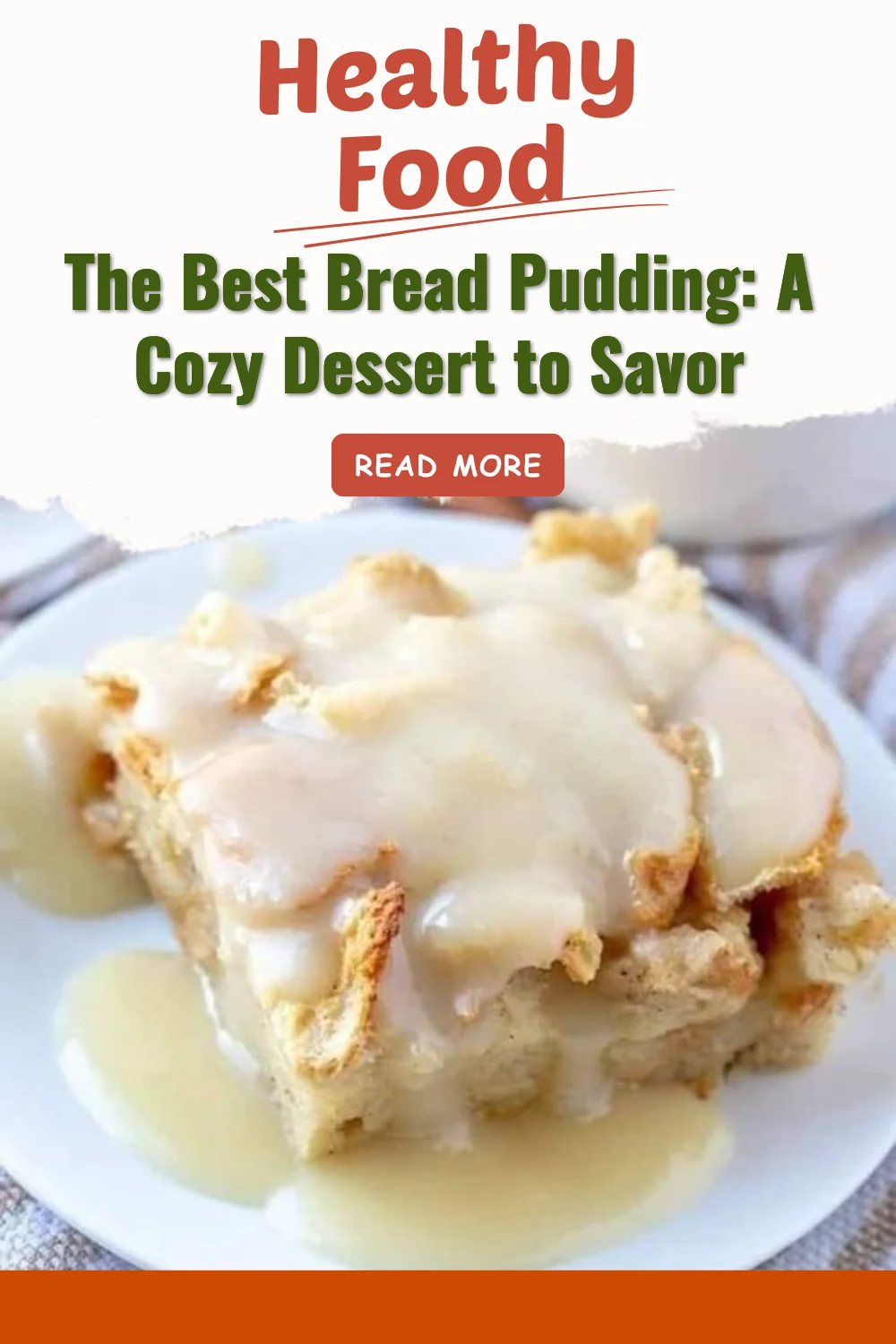 Delicious homemade bread pudding with caramel sauce and raisins