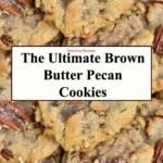 Freshly baked brown butter pecan cookies on a cooling rack