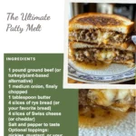 Delicious patty melt sandwich with beef, cheese, and grilled bread