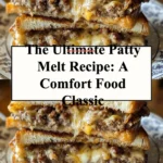Delicious patty melt with beef, cheese, and toasted bread on a plate