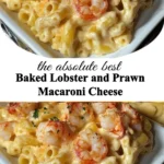 Baked lobster and prawn macaroni cheese fresh from the oven
