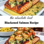 Delicious blackened salmon served on a plate with fresh vegetables.