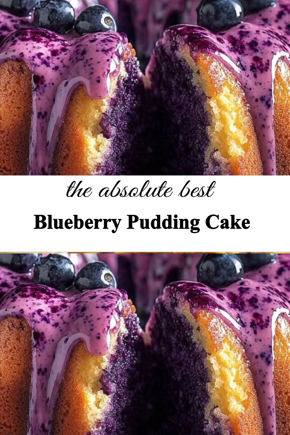 Delicious blueberry pudding cake topped with fresh blueberries