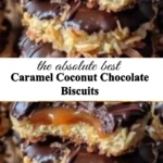 Caramel coconut chocolate biscuits arranged on a plate