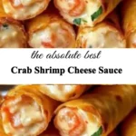 Creamy Crab Shrimp Cheese Sauce served in a bowl with seafood garnishes.