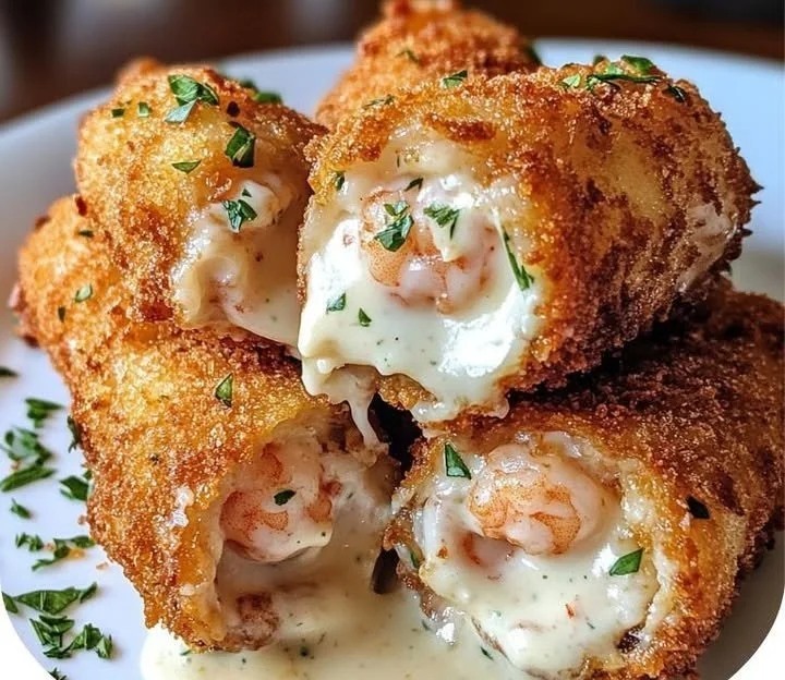 Deep-Fried Prawn Alfredo Burrito Bites