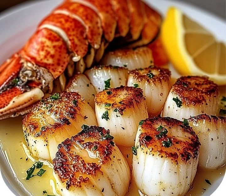 Garlic Butter Lobster and Scallops