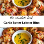 Delicious garlic butter lobster bites garnished and ready to serve.