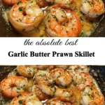Delicious garlic butter prawn skillet served with fresh herbs