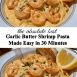 Delicious Garlic Butter Shrimp Pasta served in a bowl, ready to enjoy.