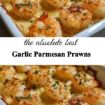 Delicious Garlic Parmesan Prawns served with herbs and spices.