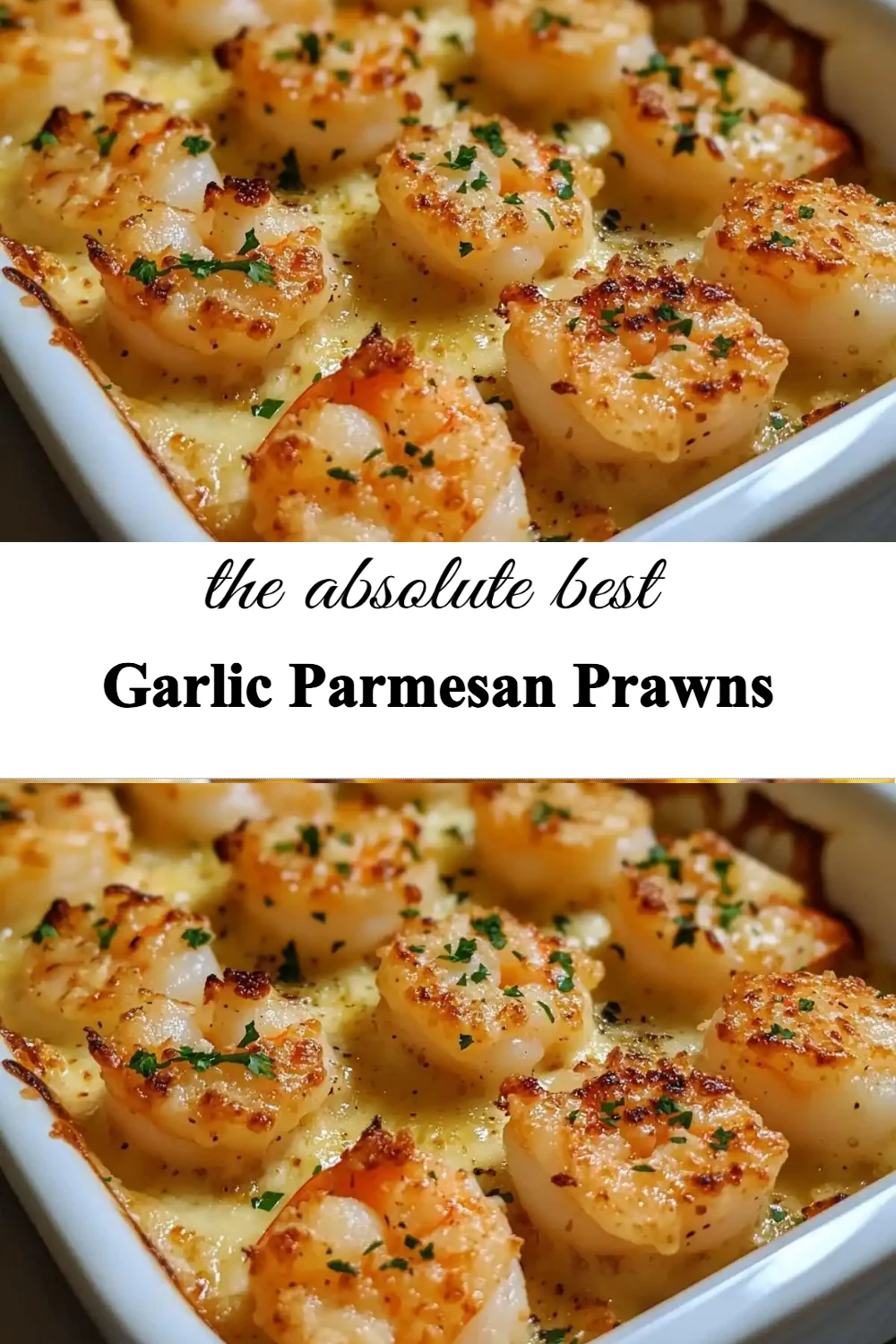 Delicious Garlic Parmesan Prawns served with herbs and spices.