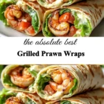 Tasty grilled prawn wraps garnished with fresh vegetables and sauces