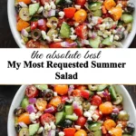 Delicious summer salad with vibrant vegetables and dressing.