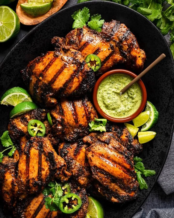 Peruvian Grilled Chicken with Creamy Coriander Sauce