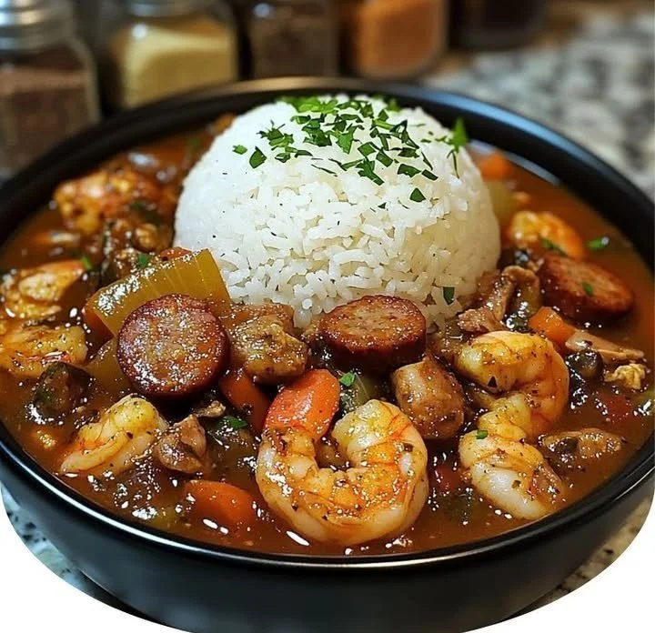 Seafood Gumbo with Crab, Prawns & Sausage