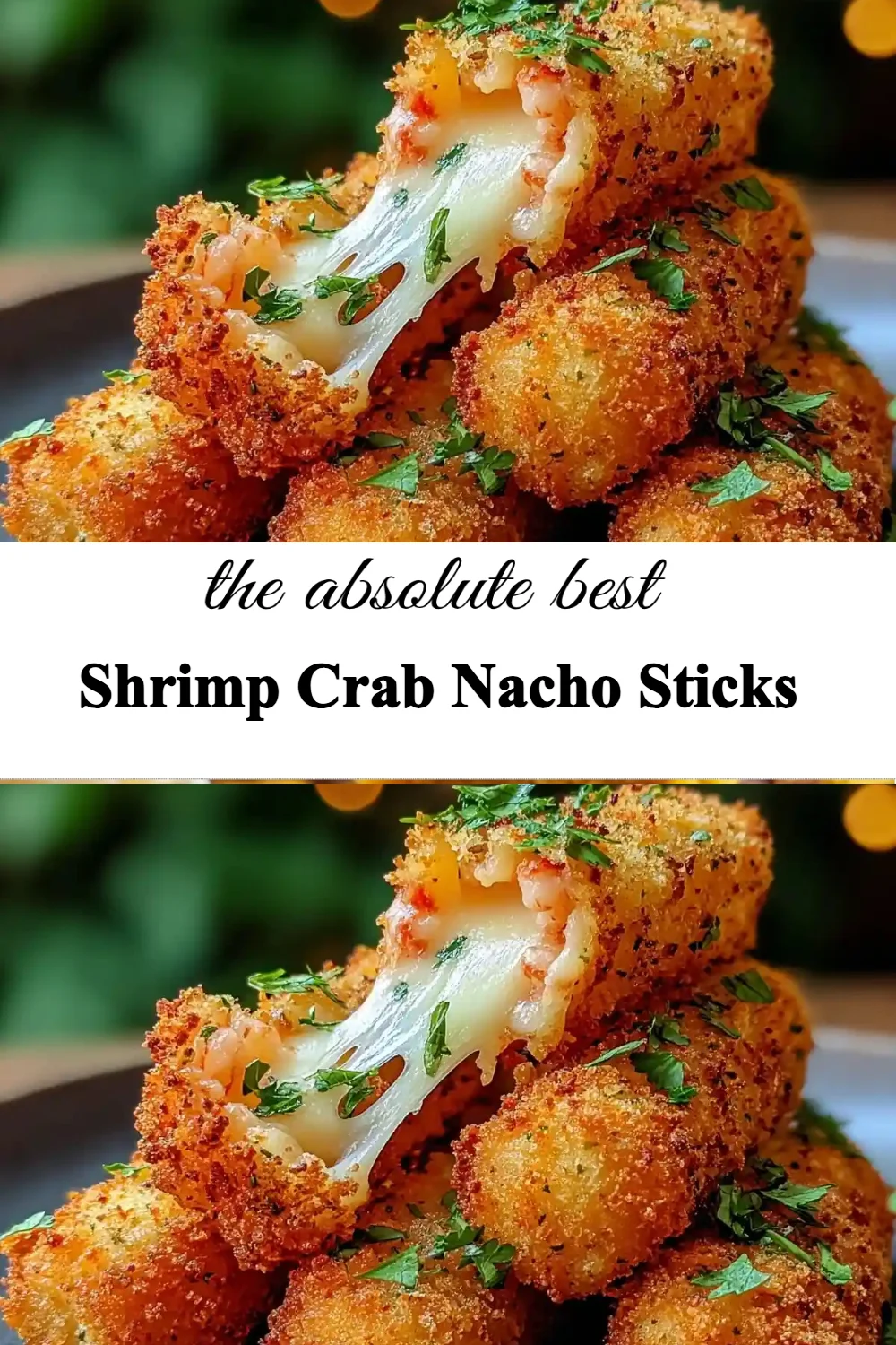 Plate of Shrimp Crab Nacho Sticks garnished and ready to serve