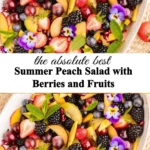 Delicious summer peach salad with berries and assorted fresh fruits