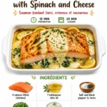 Creamy stuffed salmon with spinach and cheese served on a plate