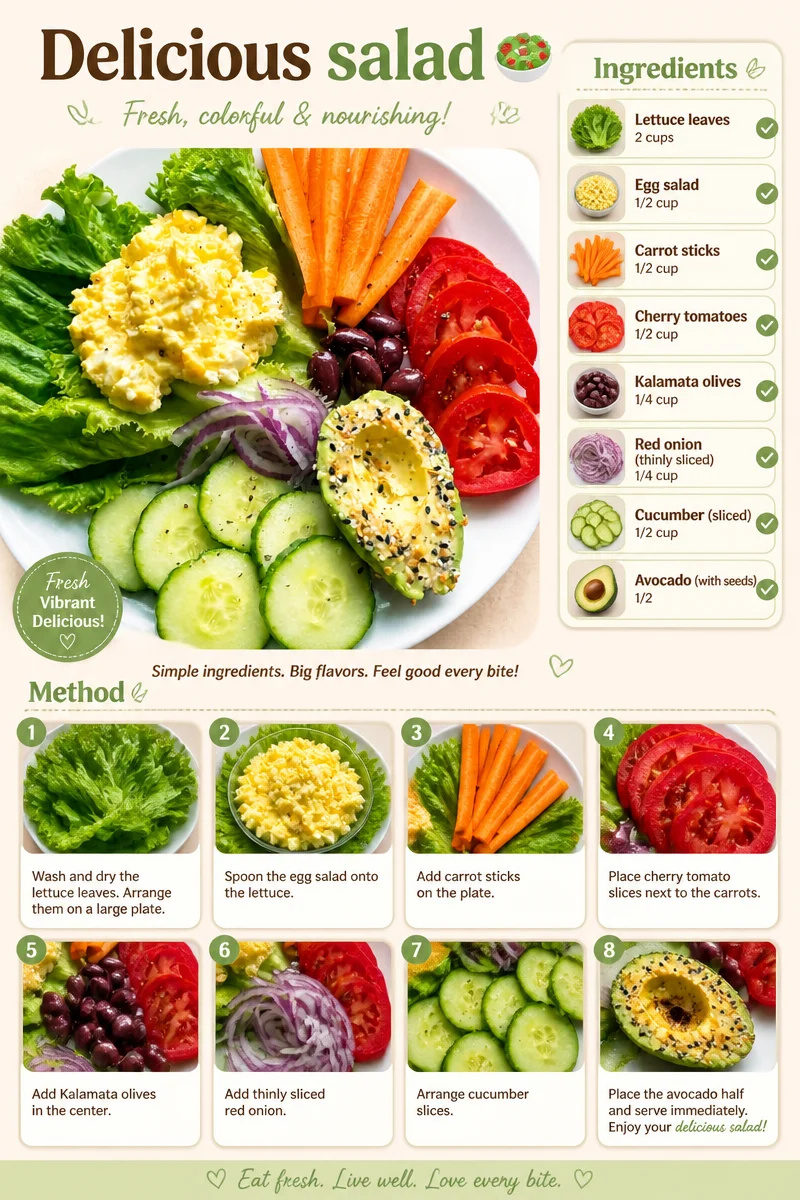 Colorful and fresh delicious salad with greens, vegetables, and dressing