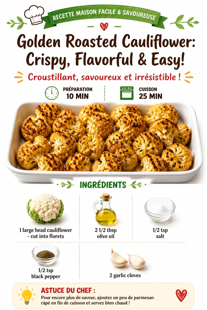 Crispy golden roasted cauliflower served as a healthy side dish