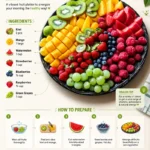 Colorful healthy breakfast spread with fruits, nuts, and whole grains.