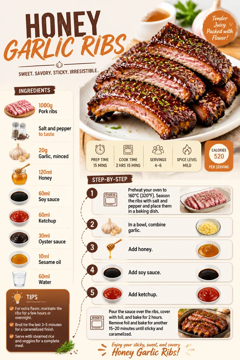 Delicious honey garlic ribs ready to be served on a platter