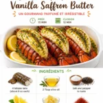 Lobster Tail served with creamy Vanilla Saffron Butter for a gourmet dish