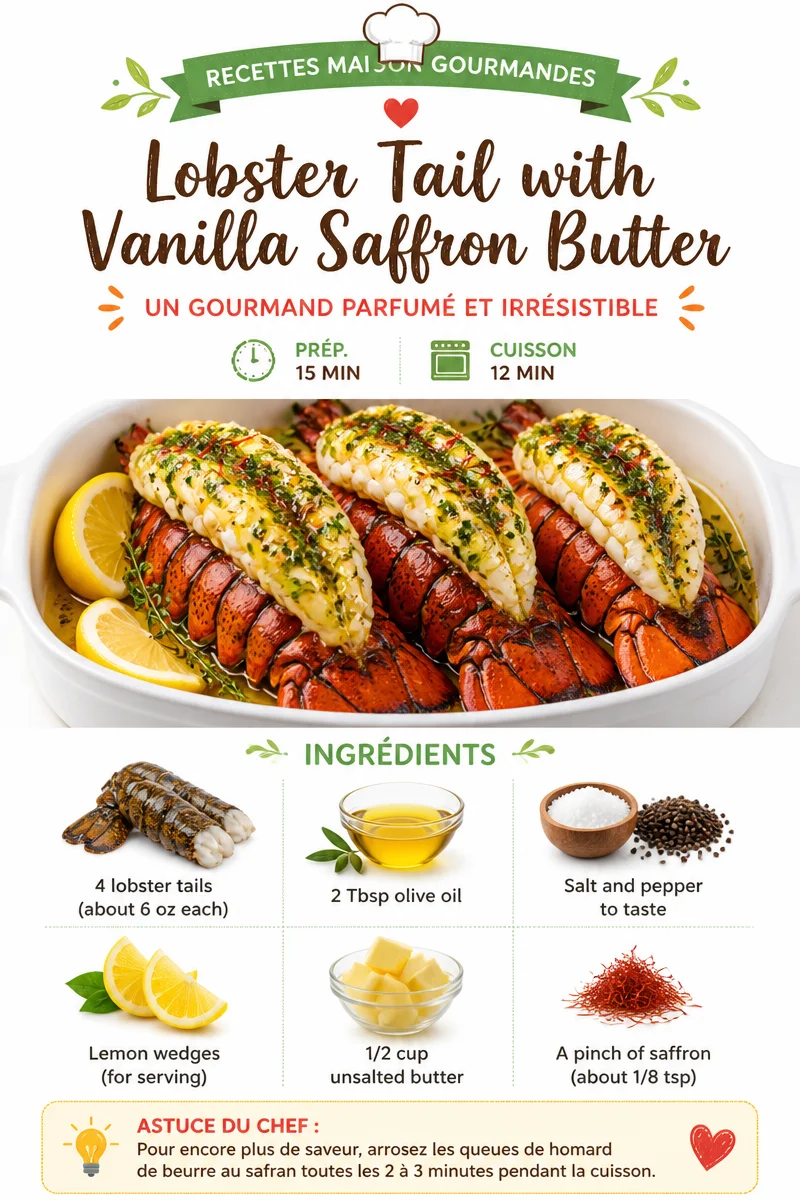 Lobster Tail served with creamy Vanilla Saffron Butter for a gourmet dish