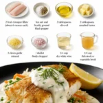 Pan-seared grouper fillet served with creamy lemon sauce on a plate.