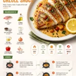 Delicious Red Snapper topped with creamy Creole sauce served on a plate