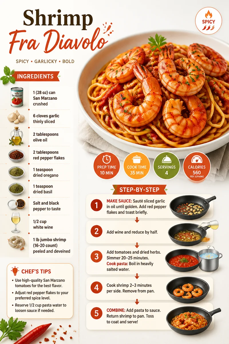 Delicious Shrimp Devil Style dish served on a plate with garnish.