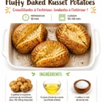 Fluffy baked russet potatoes with crispy skin on a plate